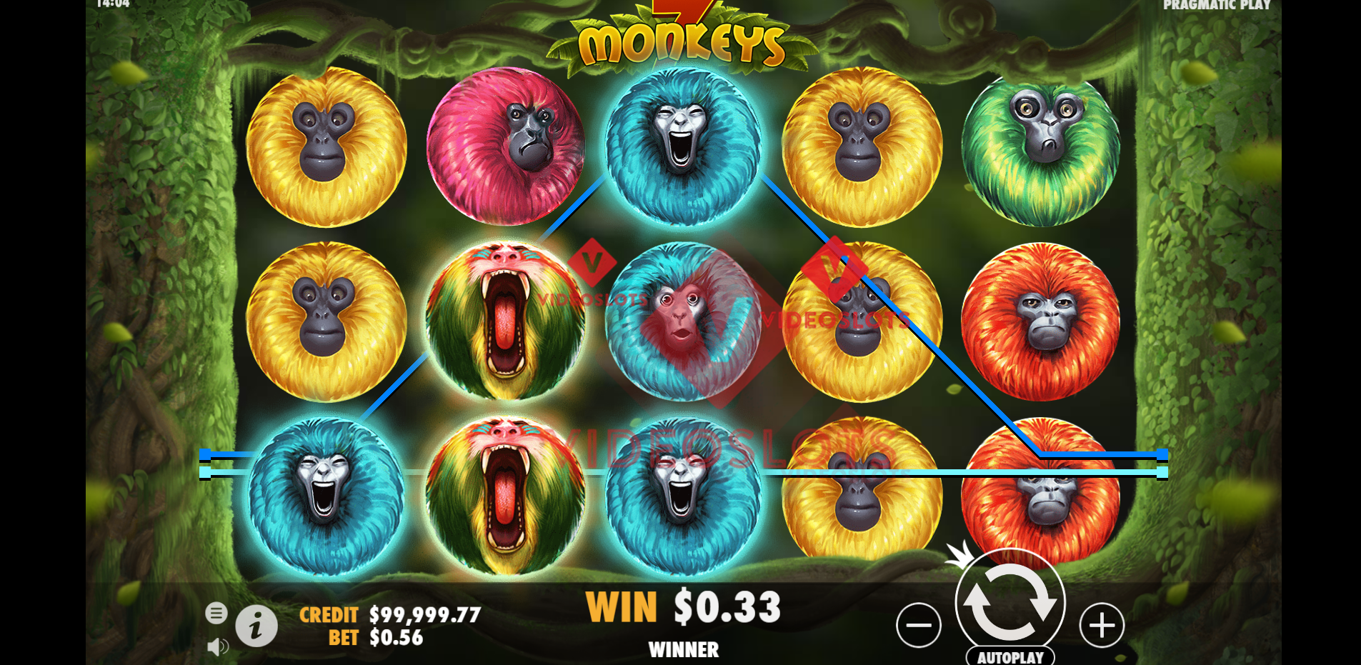 Base Game for 7 Monkeys slot by Pragmatic Play
