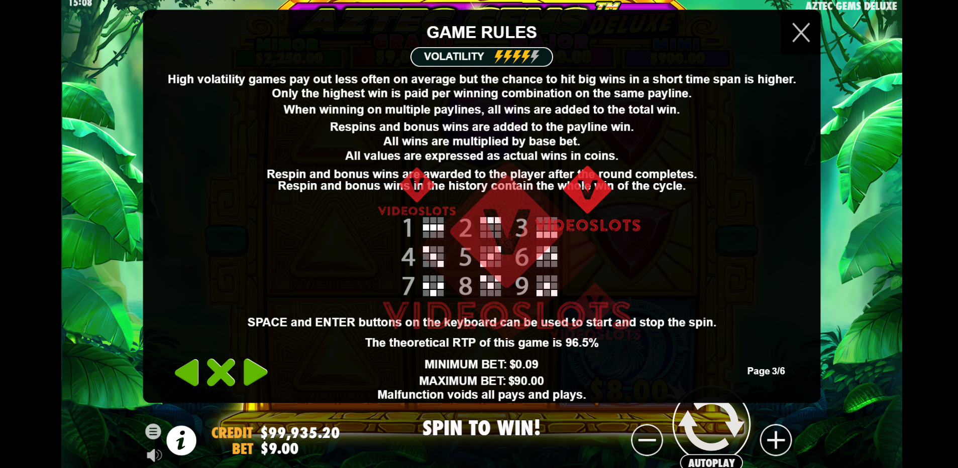 Game Rules for Aztec Gems Deluxe slot by Pragmatic Play
