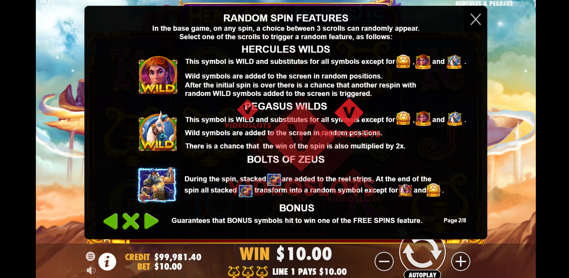 Game Rules for Hercules and Pegasus slot by Pragmatic Play