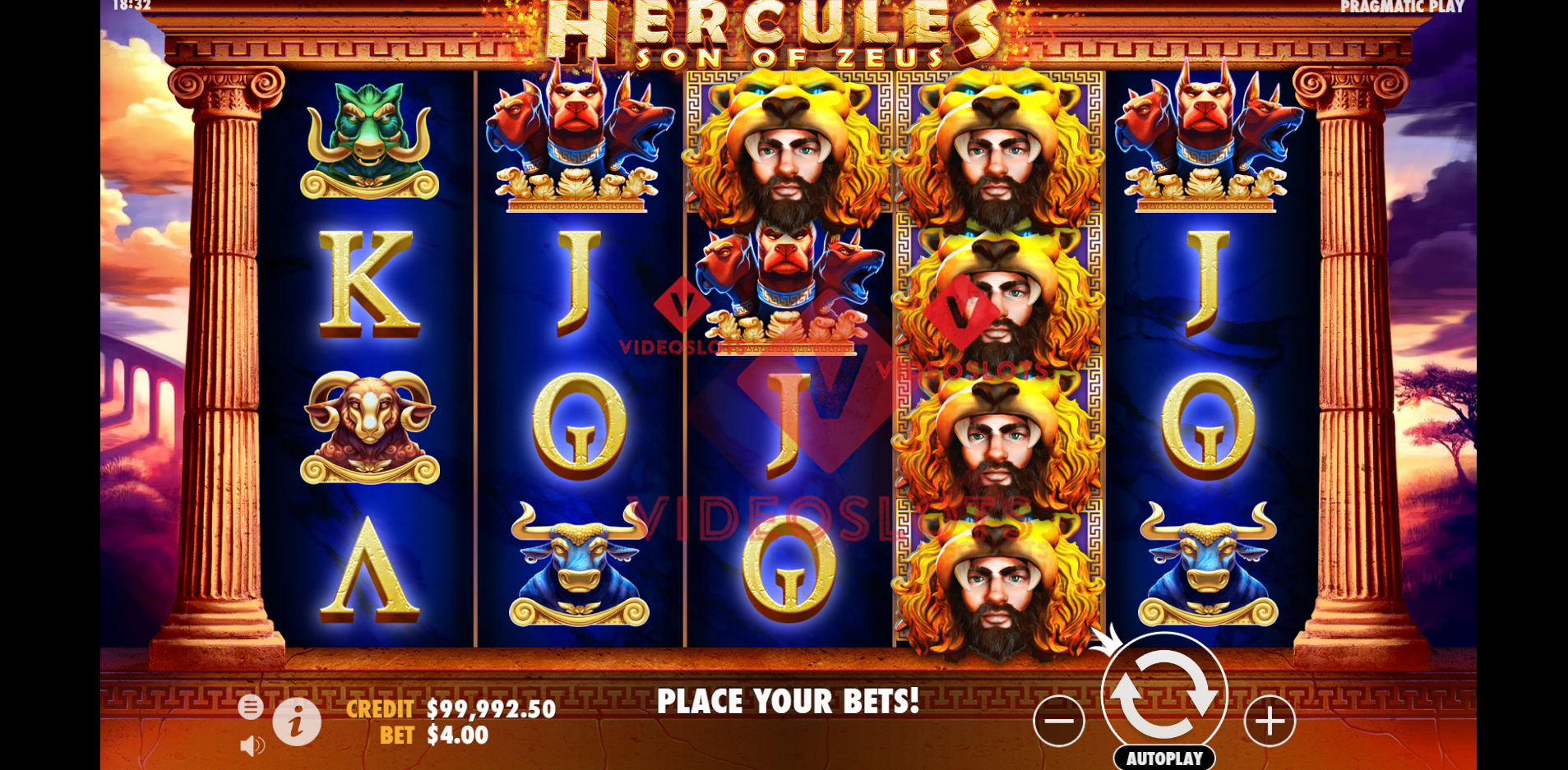 Base Game for Hercules Son of Zeus slot by Pragmatic Play