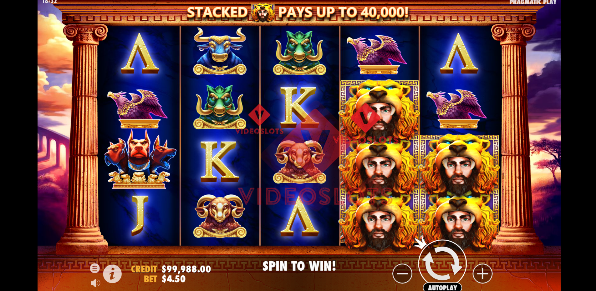 Base Game for Hercules Son of Zeus slot by Pragmatic Play