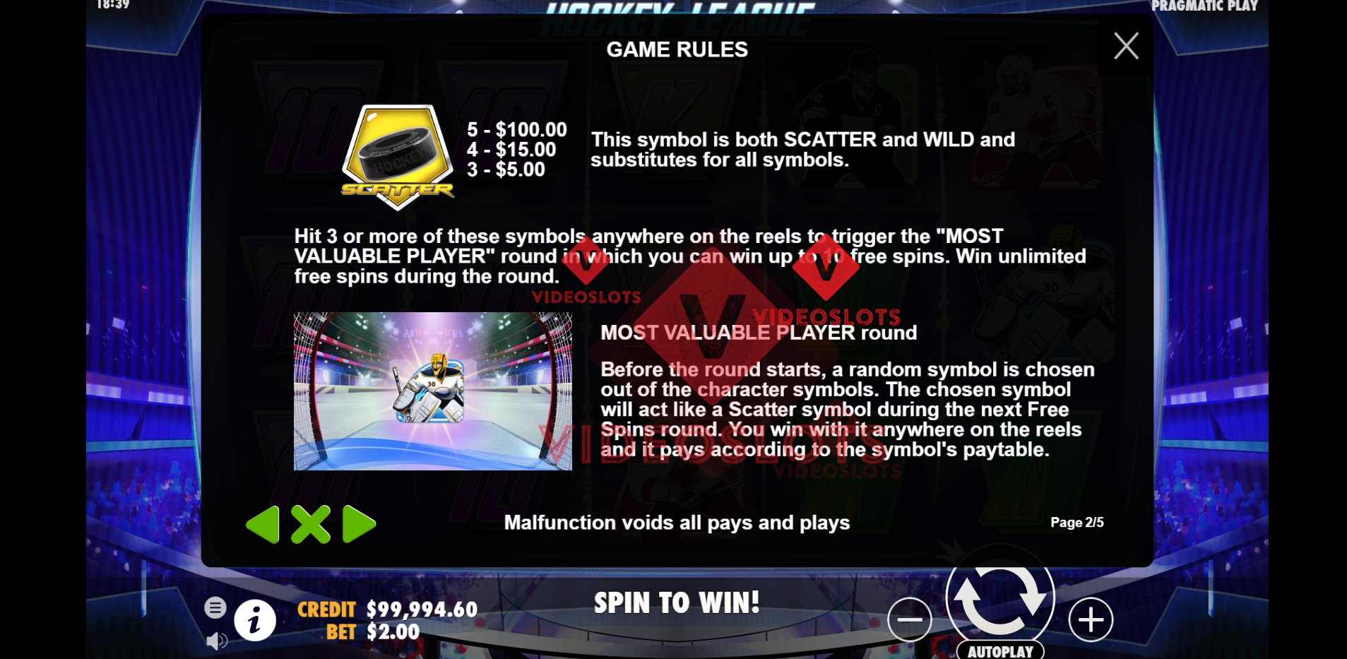 Game Rules for Hockey League slot by Pragmatic Play