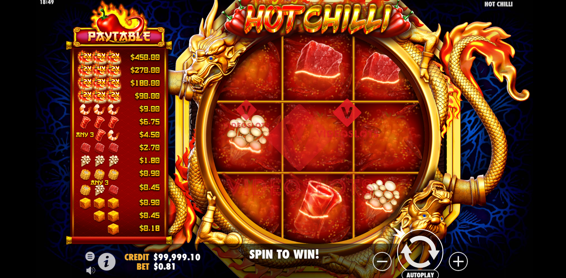 Base Game for Hot Chilli slot by Pragmatic Play
