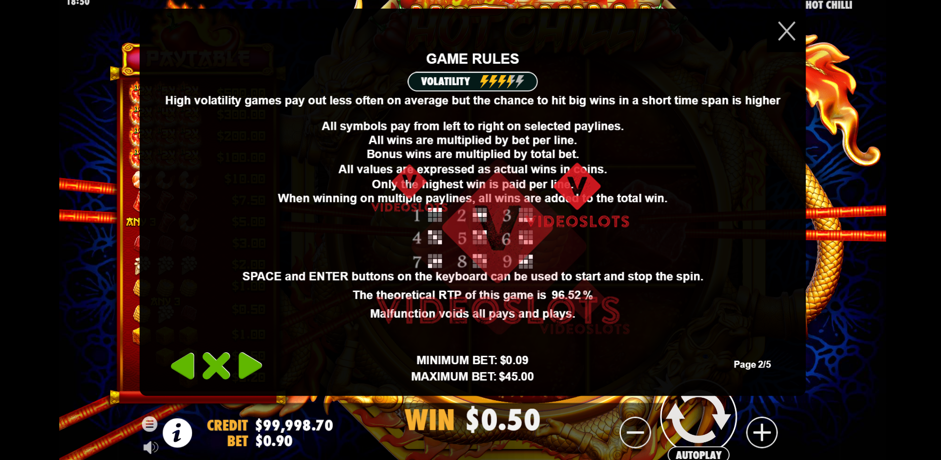 Game Rules for Hot Chilli slot by Pragmatic Play
