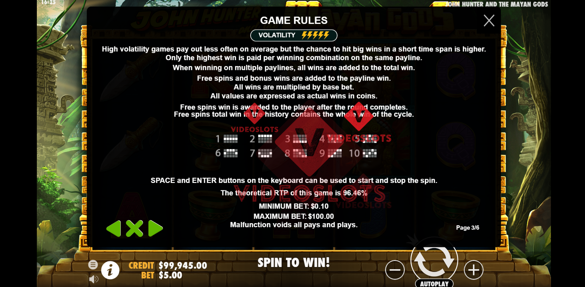 Game Rules for John Hunter and The Mayan Gods slot by Pragmatic Play