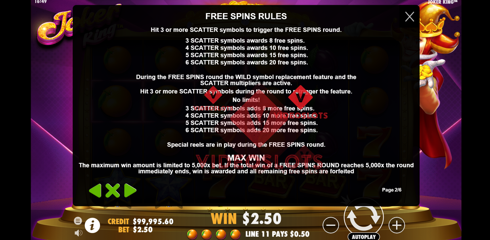 Game Rules for Joker King slot by Pragmatic Play