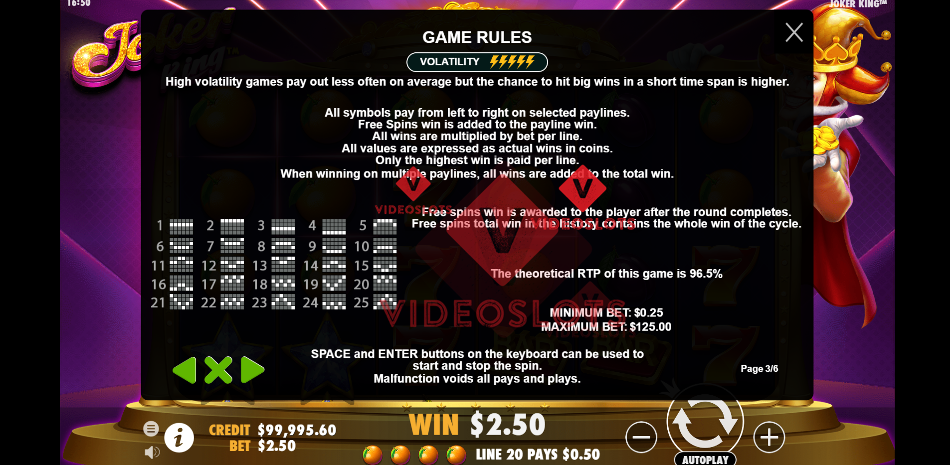 Game Rules for Joker King slot by Pragmatic Play