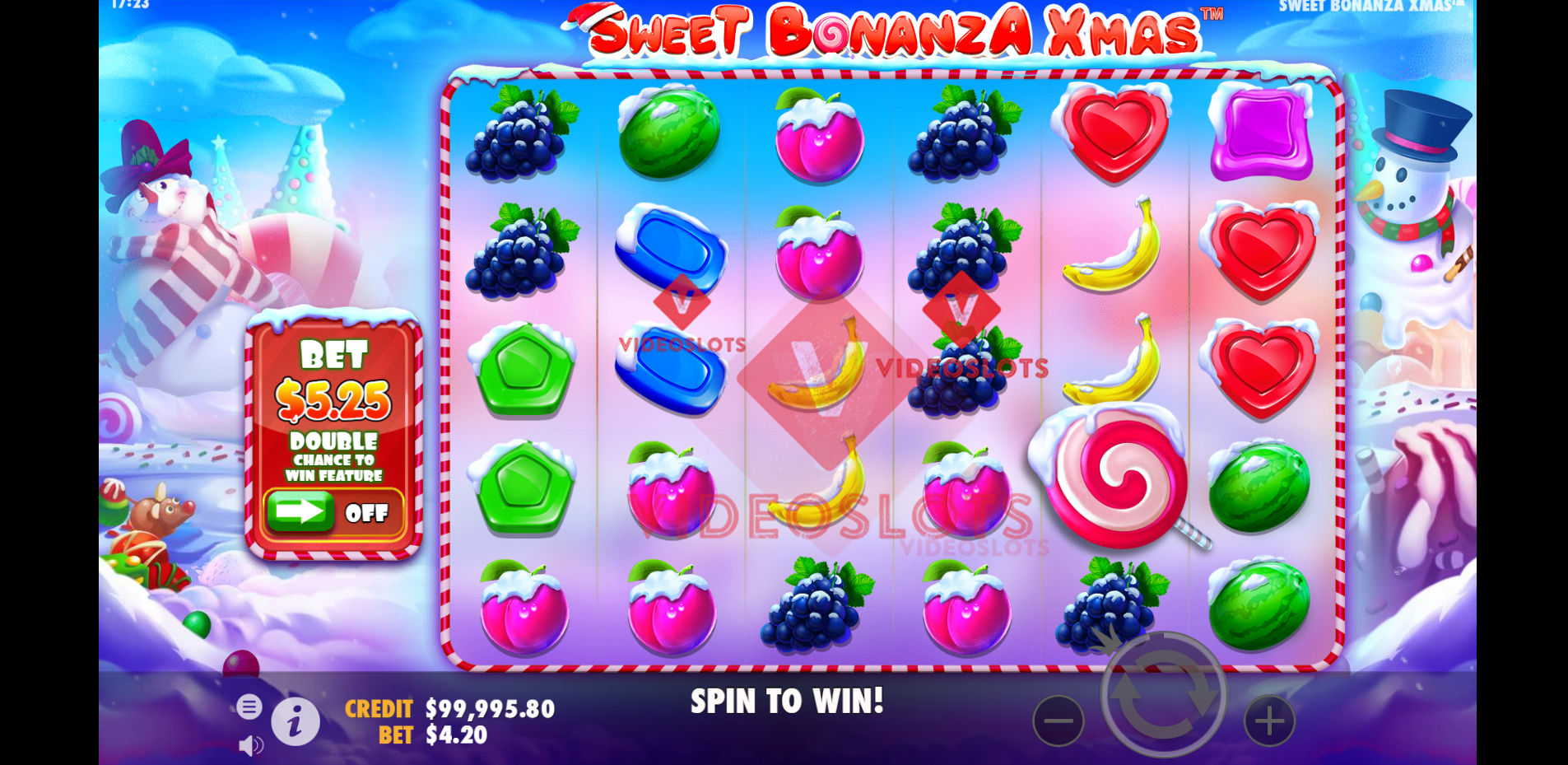 Base Game for Sweet Bonanza Xmas slot by Pragmatic Play