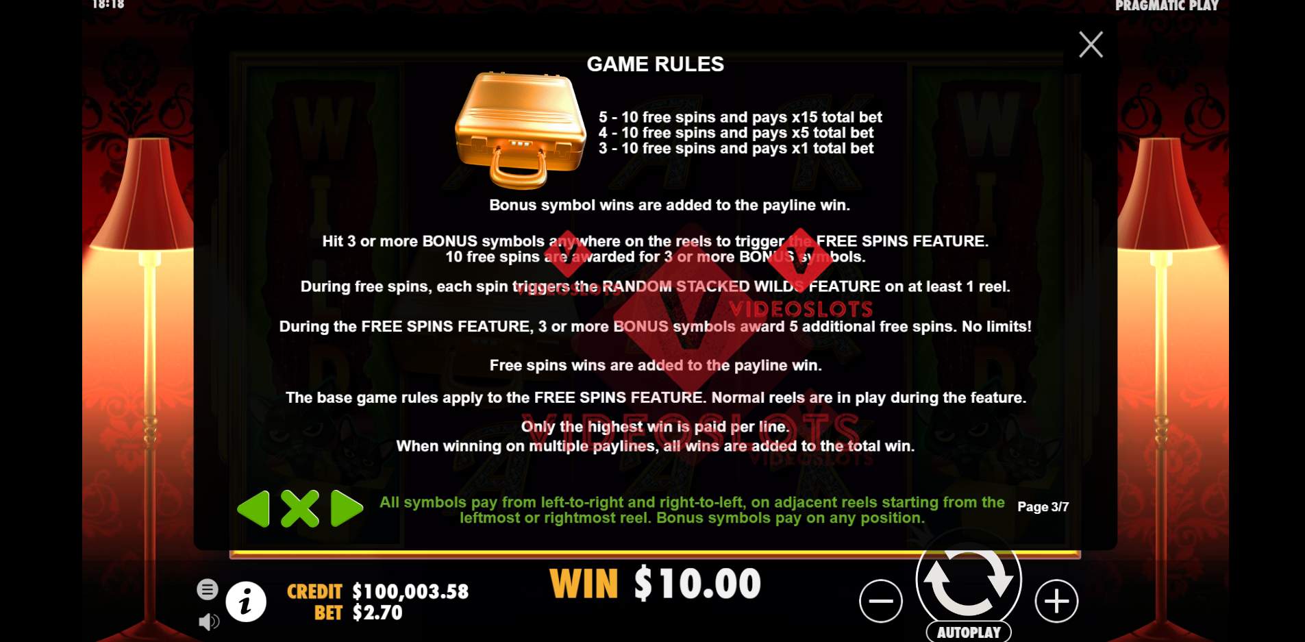 Game Rules for The Catfather Part Ii slot by Pragmatic Play