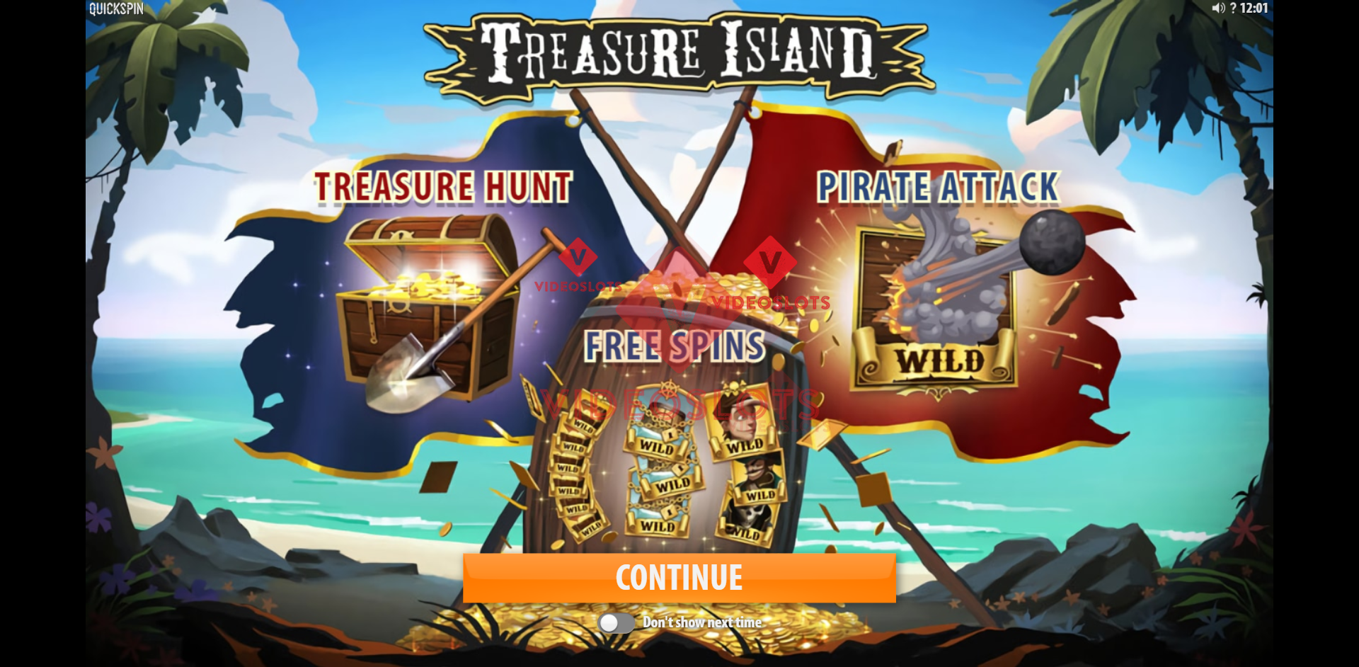 Pay Table and Game Info for Treasure Island slot from Quickspin