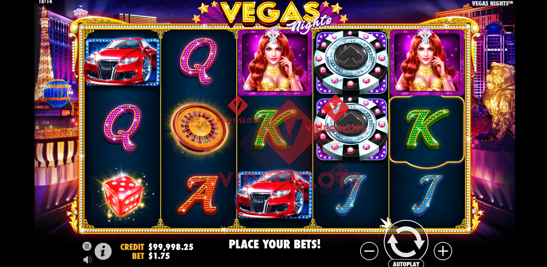 Base Game for Vegas Nights slot by Pragmatic Play