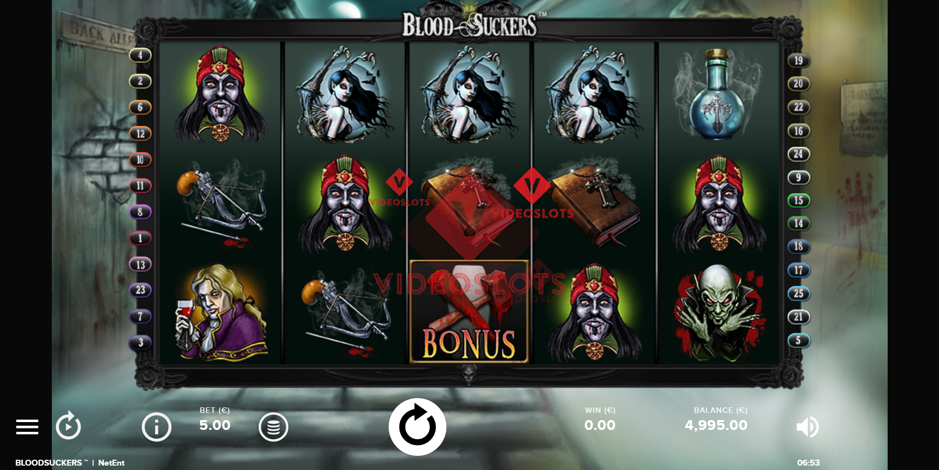 Base Game for Blood Suckers slot from NetEnt