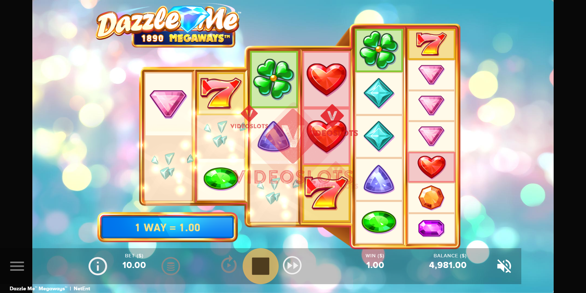Base Game for Dazzle Me Megaways slot from NetEnt