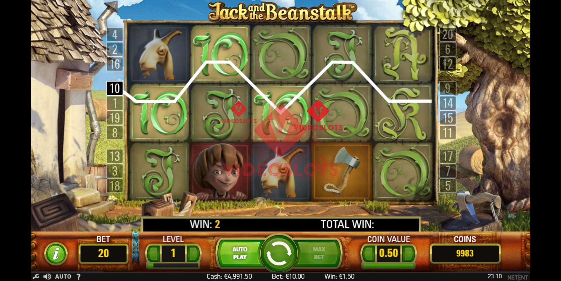 Base Game for Jack and the Beanstalk slot from NetEnt