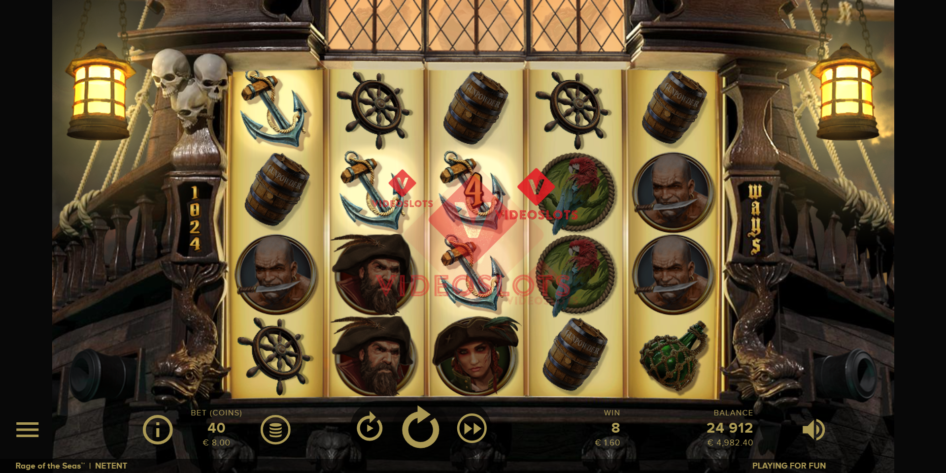 Base Game for Rage of the Seas slot from NetEnt