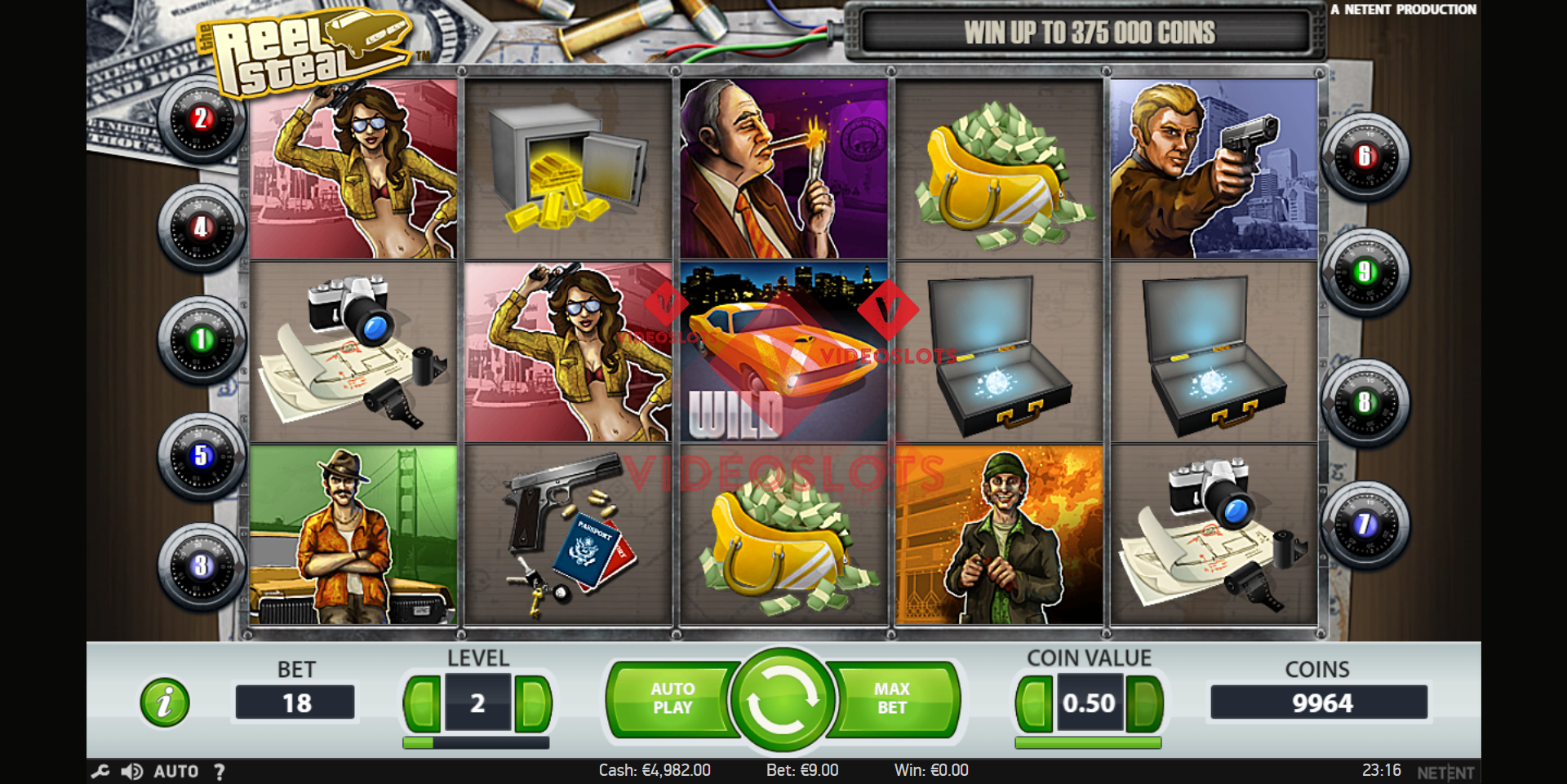 Base Game for Reel Steal slot from NetEnt