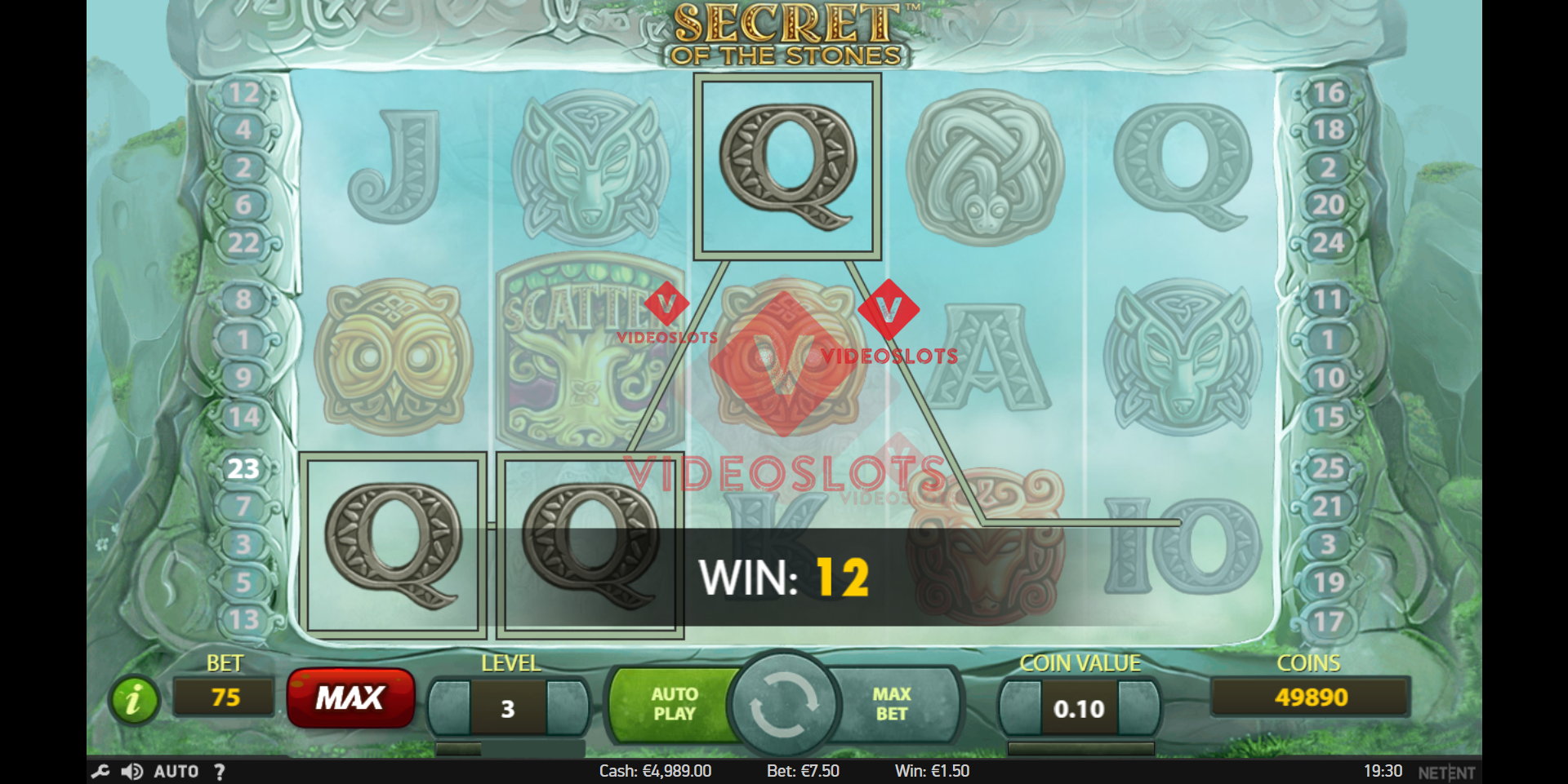 Base Game for Secret of the Stones slot from NetEnt