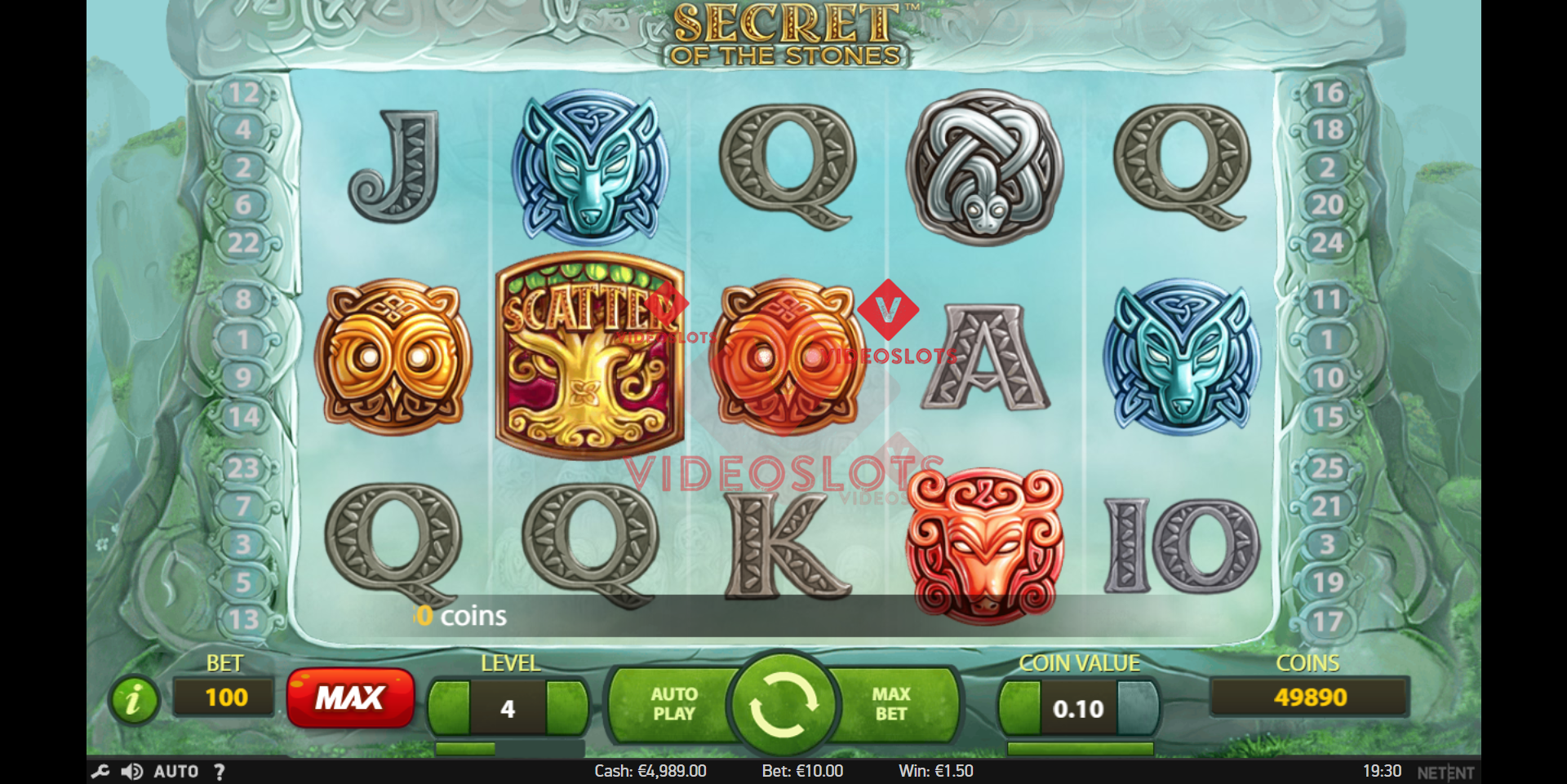 Base Game for Secret of the Stones slot from NetEnt