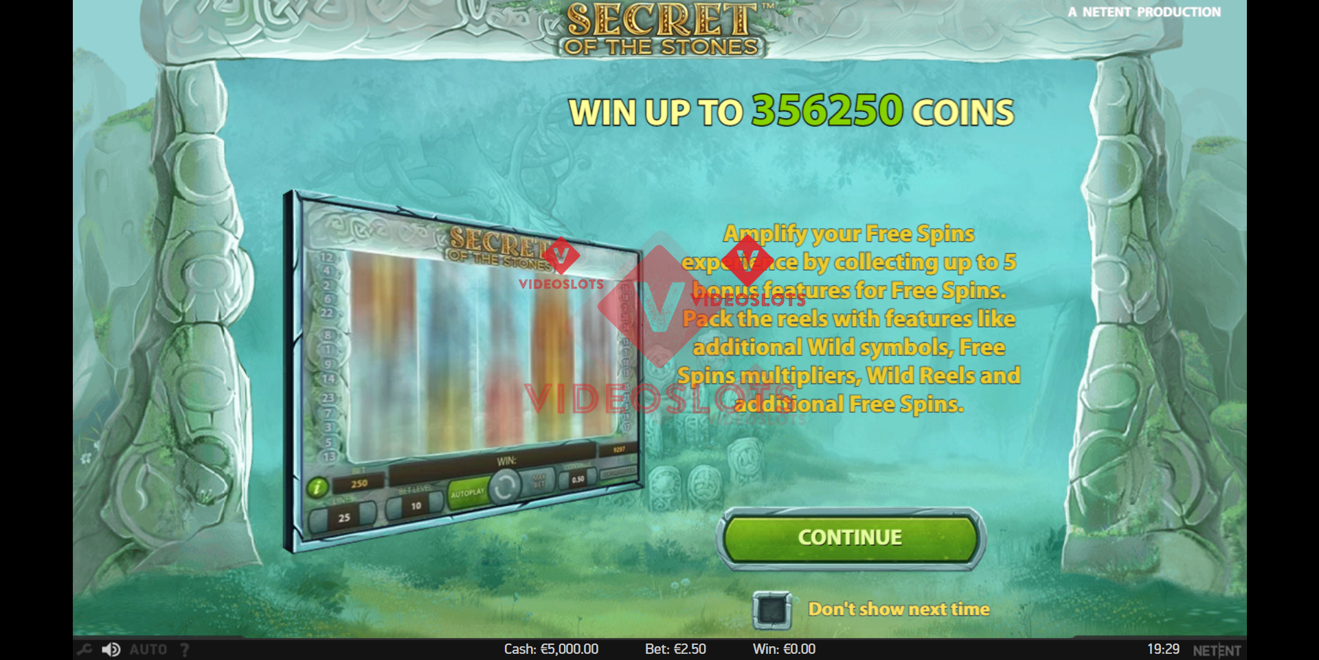 Game Intro for Secret of the Stones slot from NetEnt
