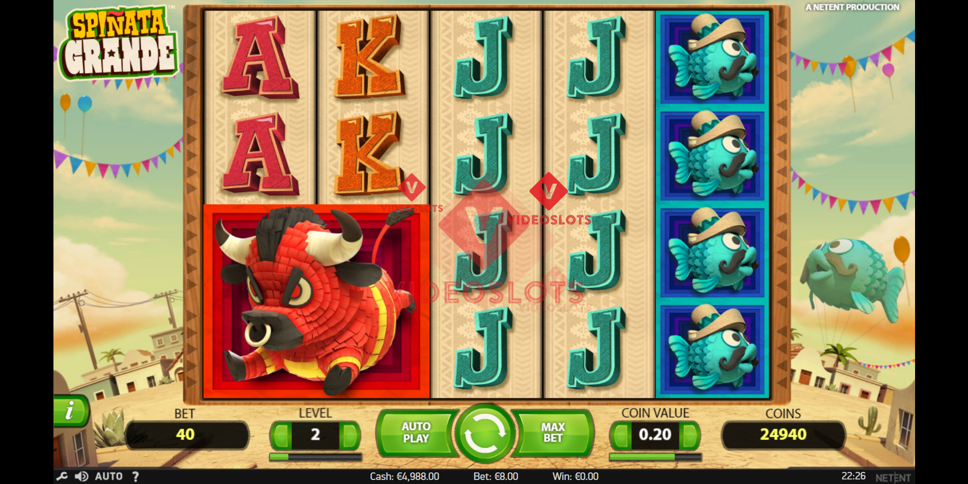 Base Game for Spinata Grande slot from NetEnt