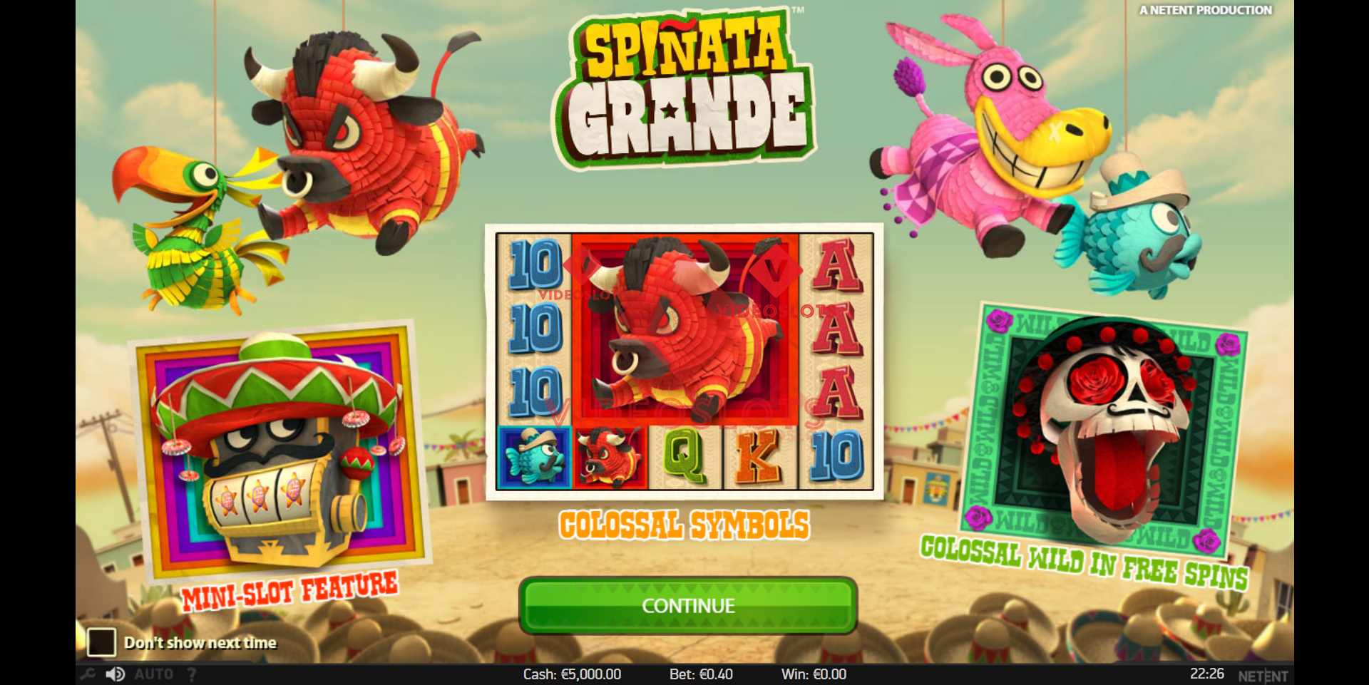 Game Intro for Spinata Grande slot from NetEnt