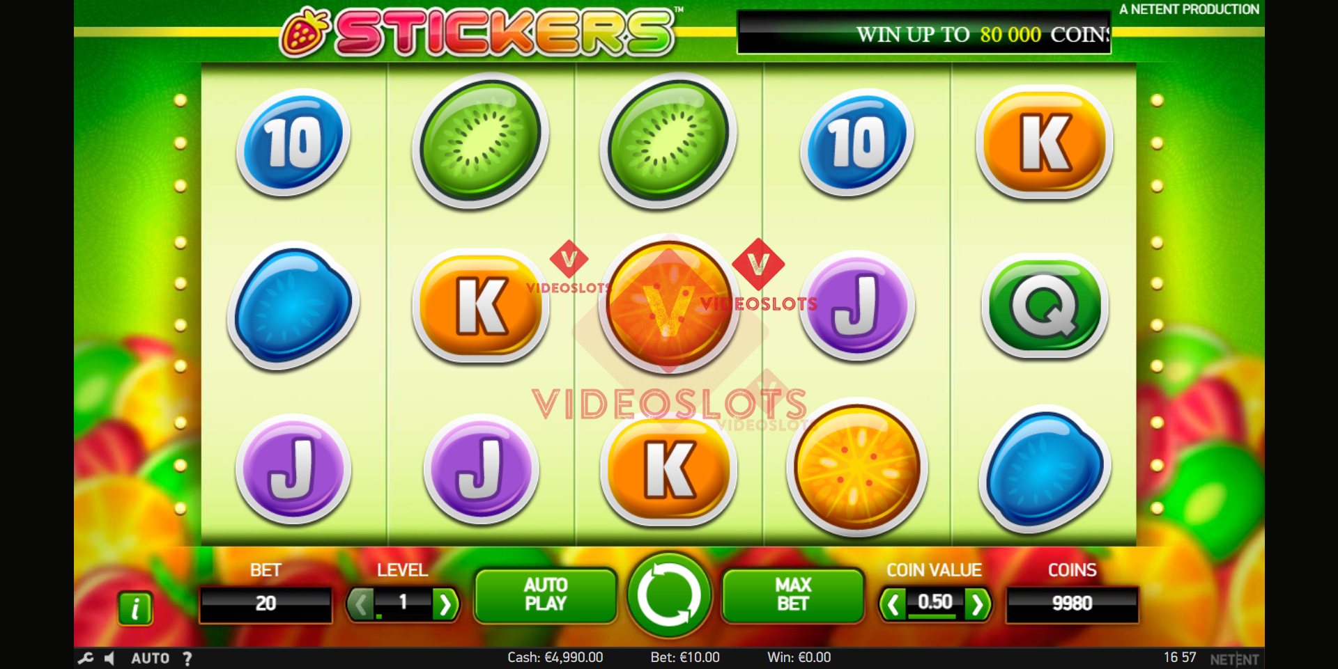 Base Game for Stickers slot from NetEnt