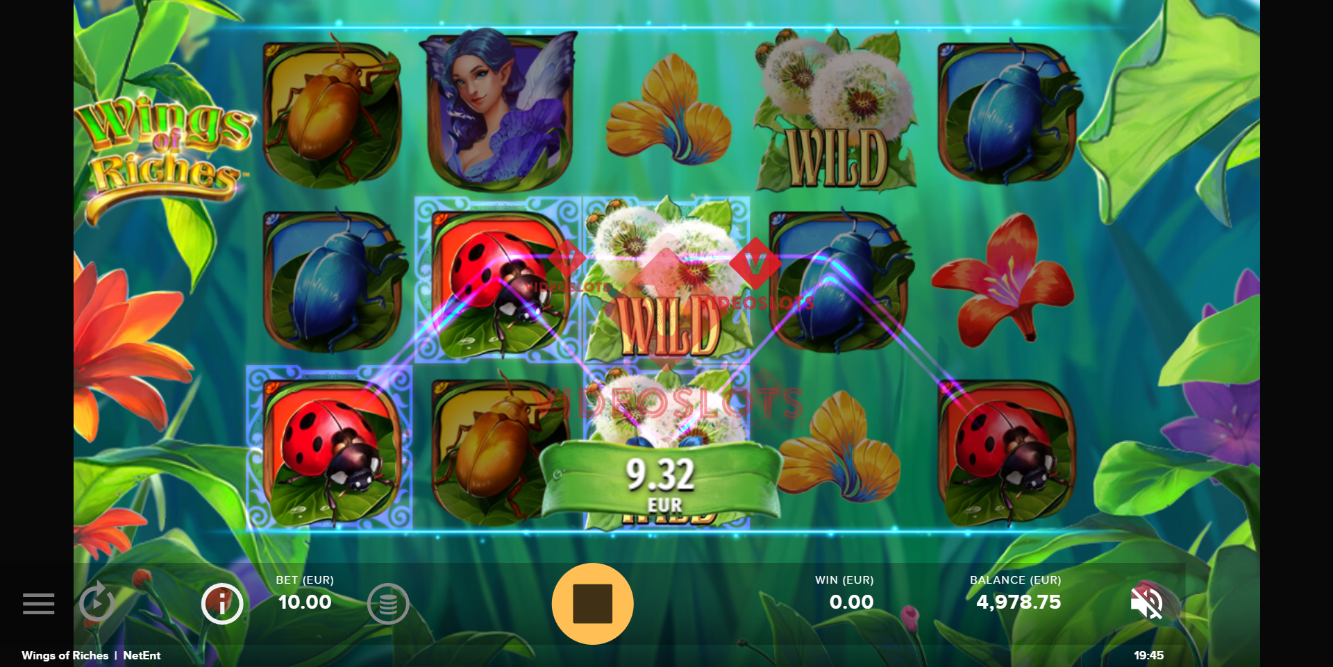 Base Game for Wings of Riches slot from NetEnt