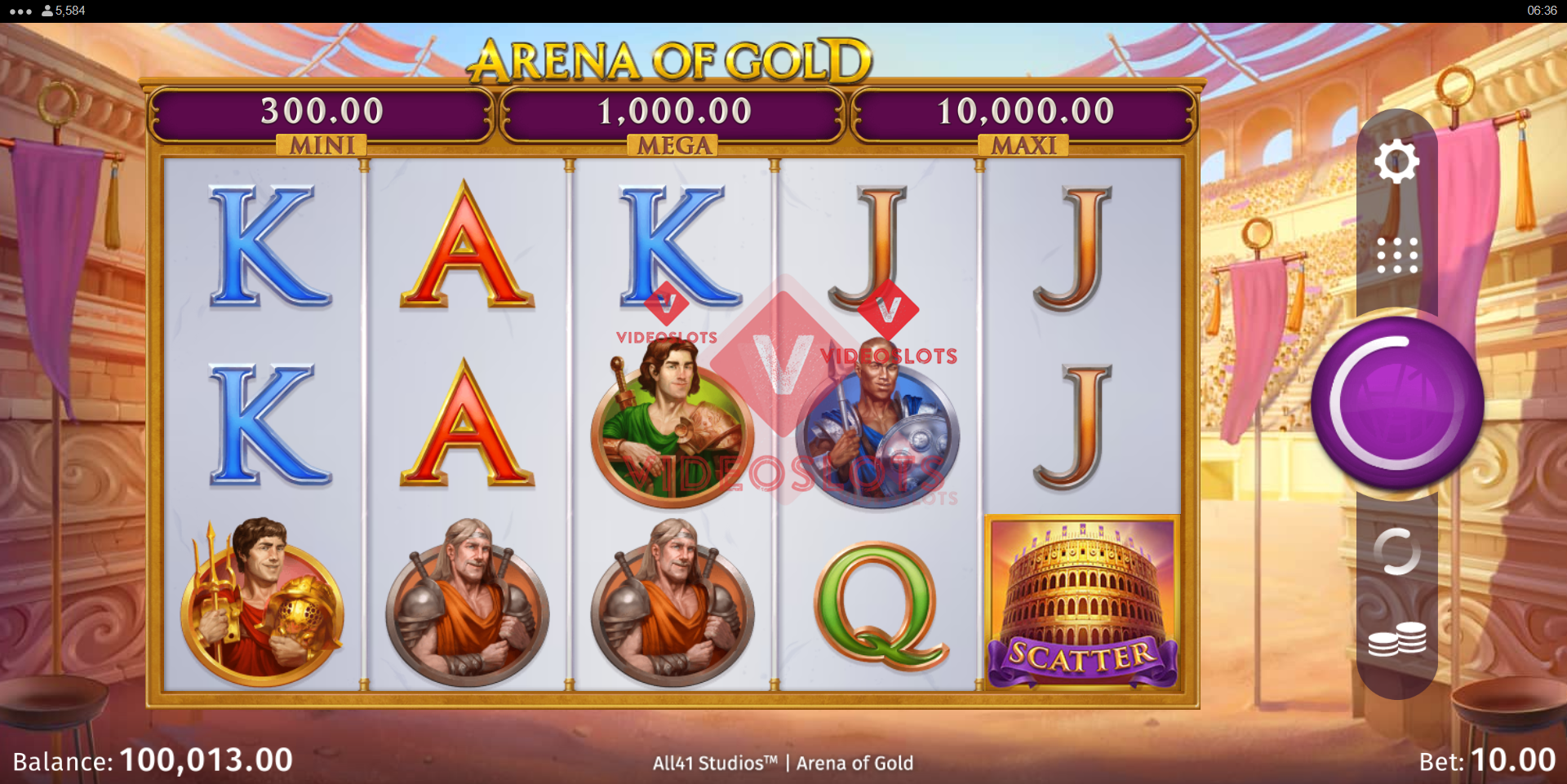 Base Game for Arena of Gold slot for Microgaming
