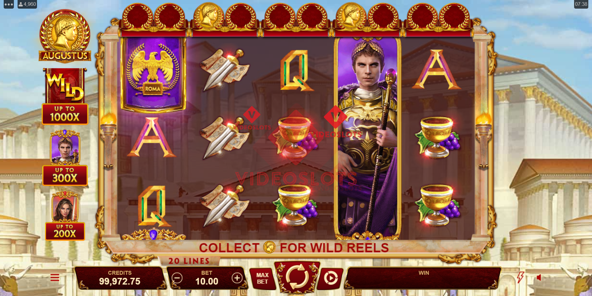 Base Game for Augustus slot for Microgaming
