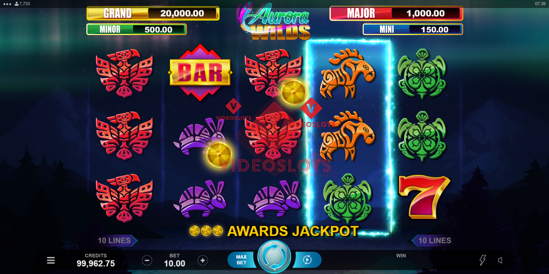 Base Game for Aurora Wilds slot for Microgaming