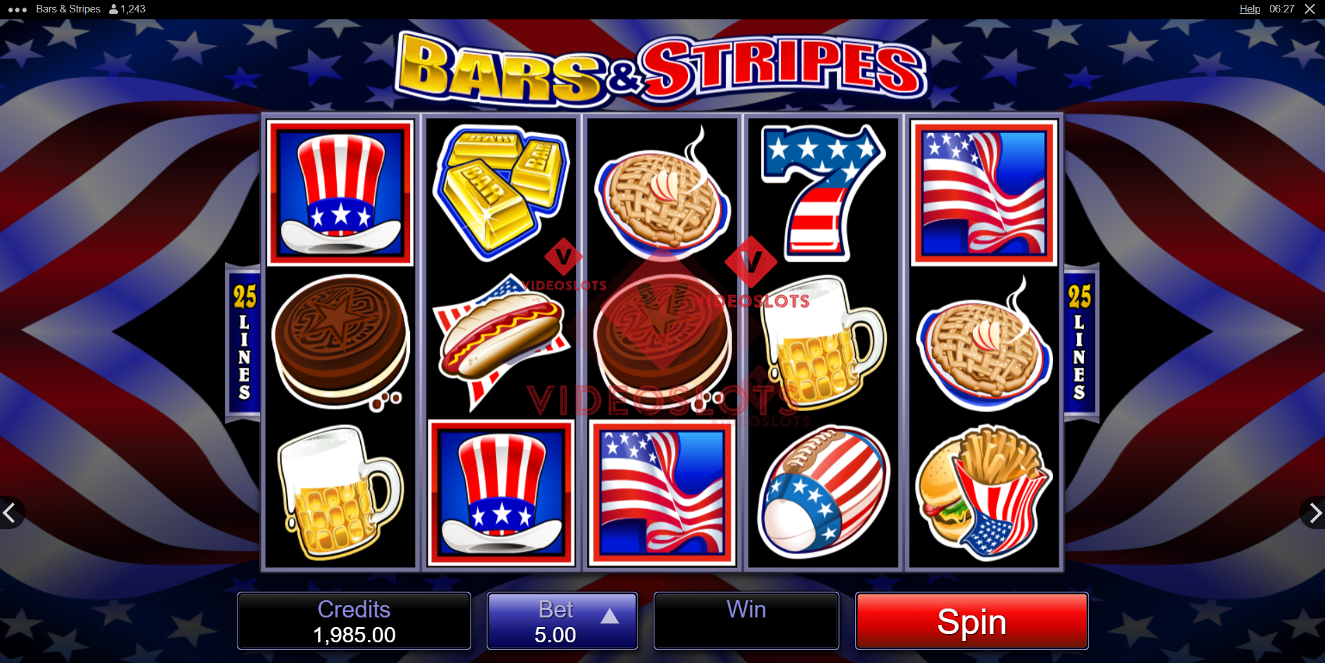 Base Game for Bars and Stripes slot for Microgaming