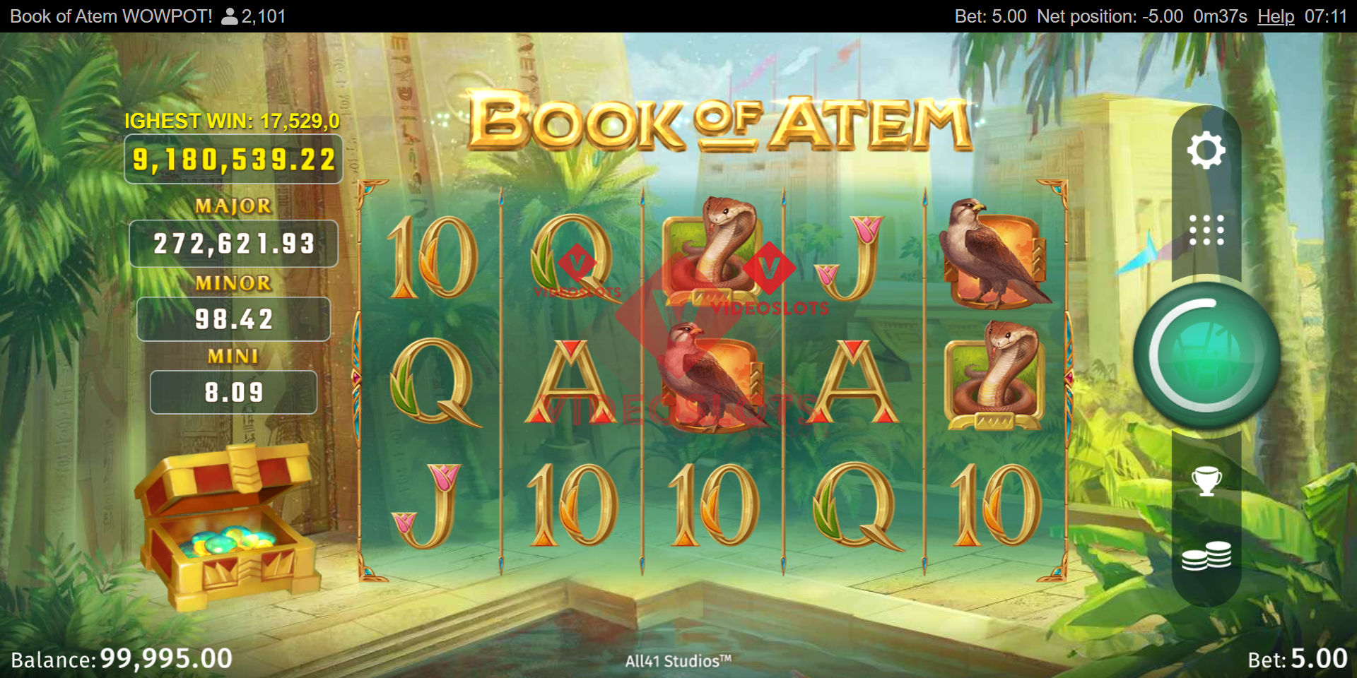 Base Game for Book of Atem WowPot slot for Microgaming