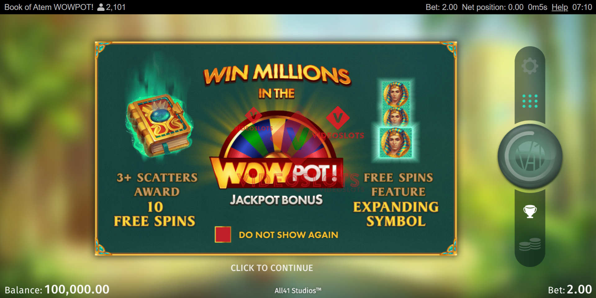 Game Intro for Book of Atem WowPot slot for Microgaming