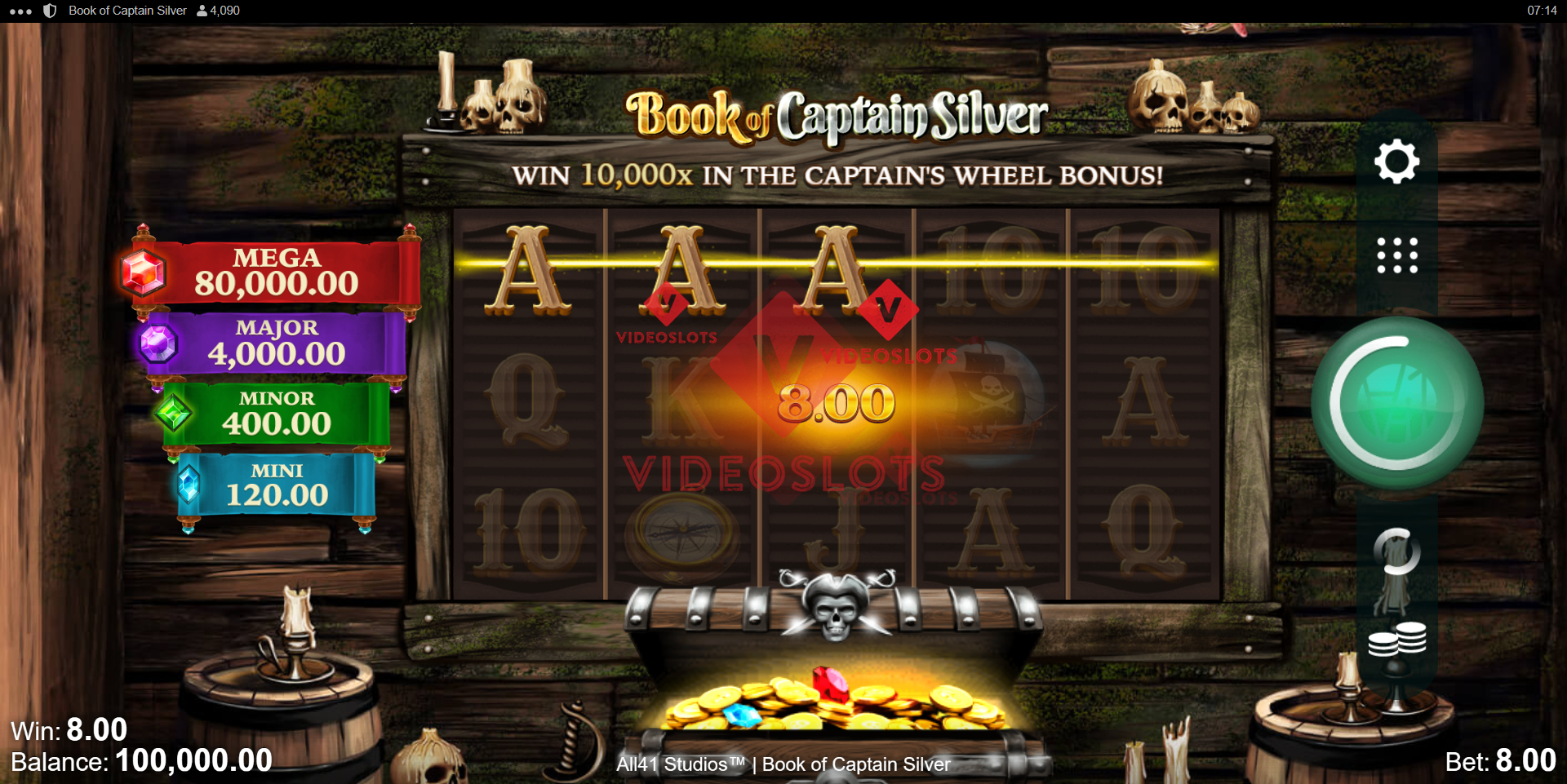 Base Game for Book of Captain Silver slot for Microgaming