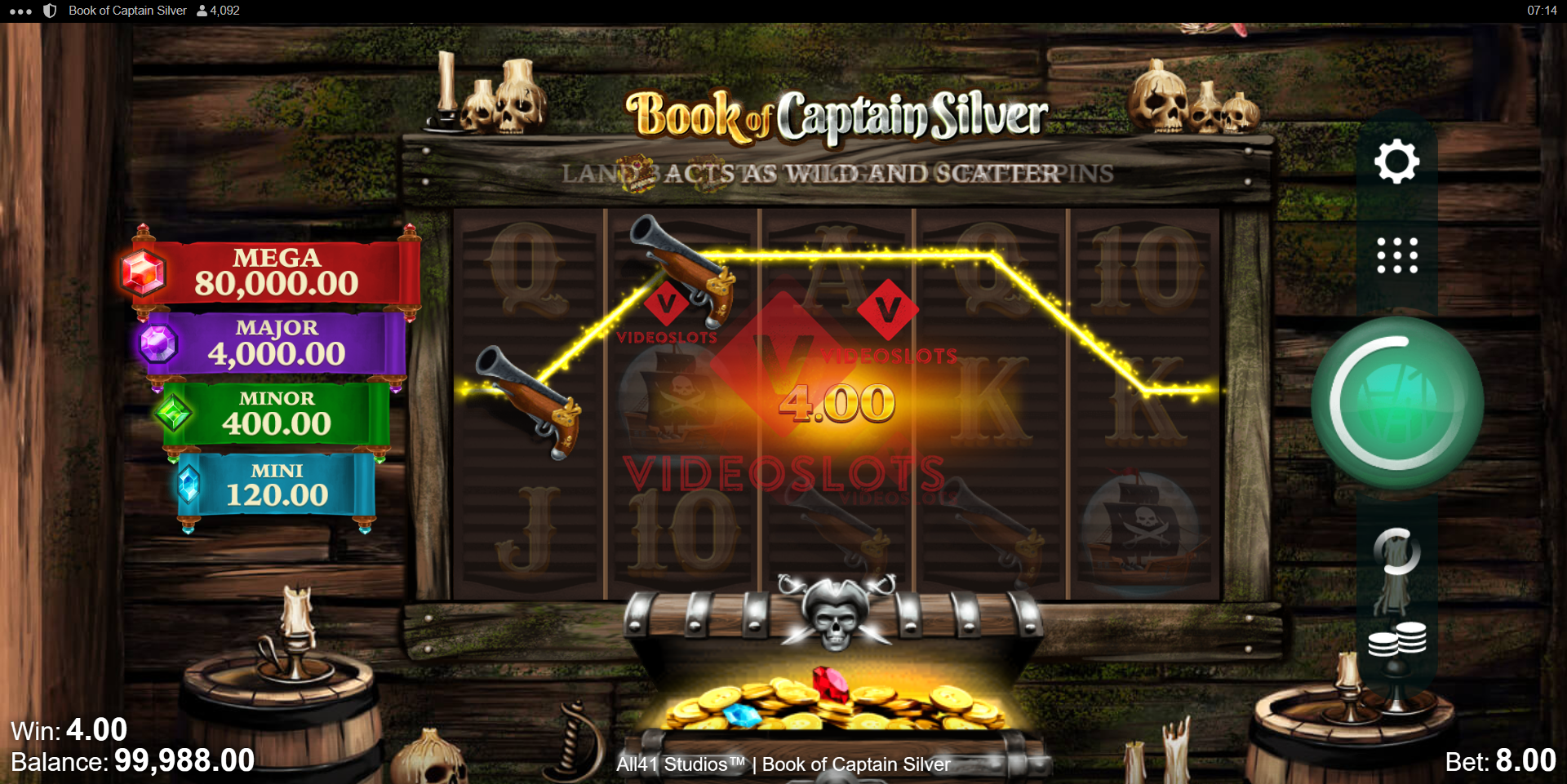 Base Game for Book of Captain Silver slot for Microgaming