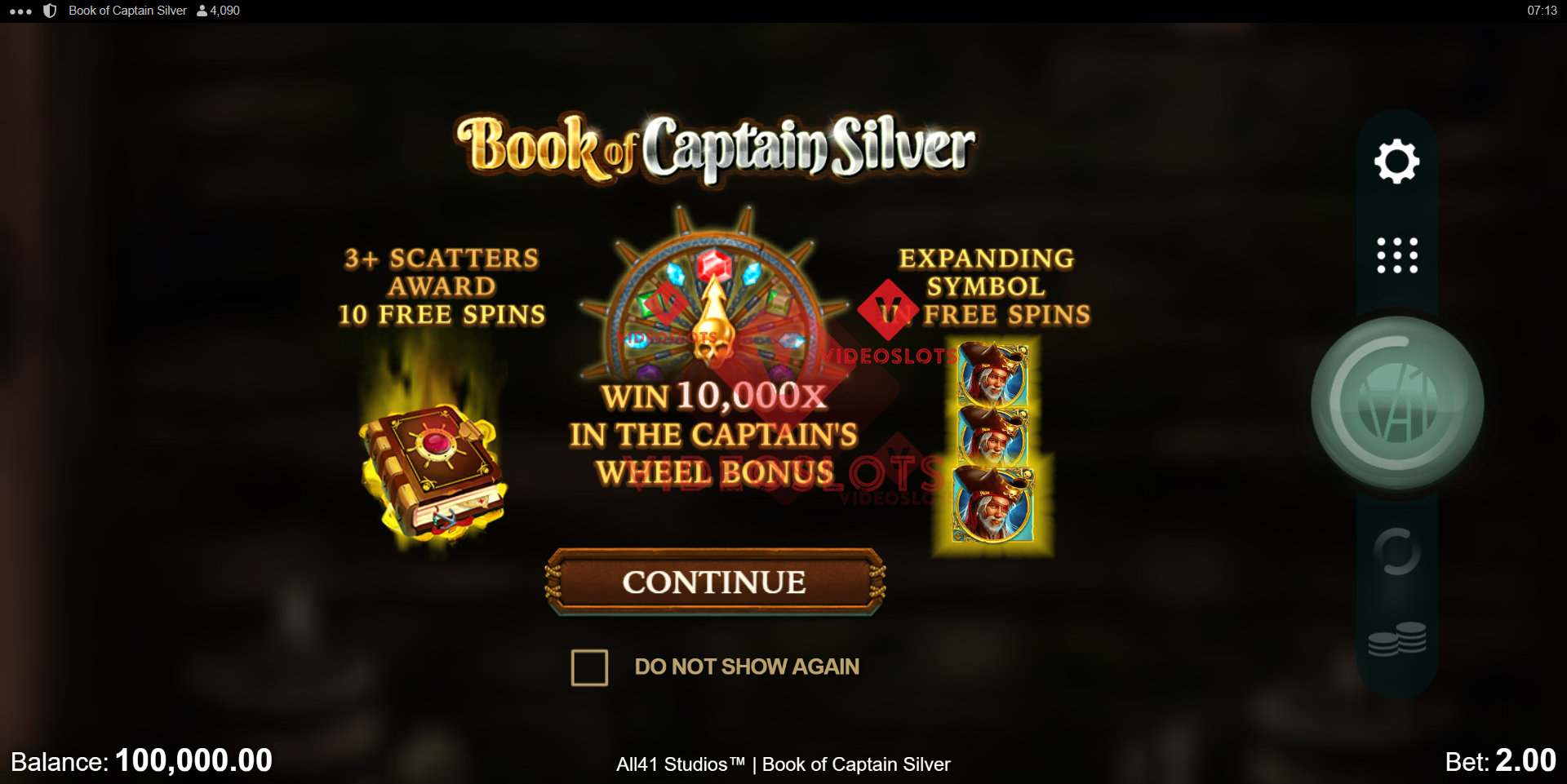 Game Intro for Book of Captain Silver slot for Microgaming