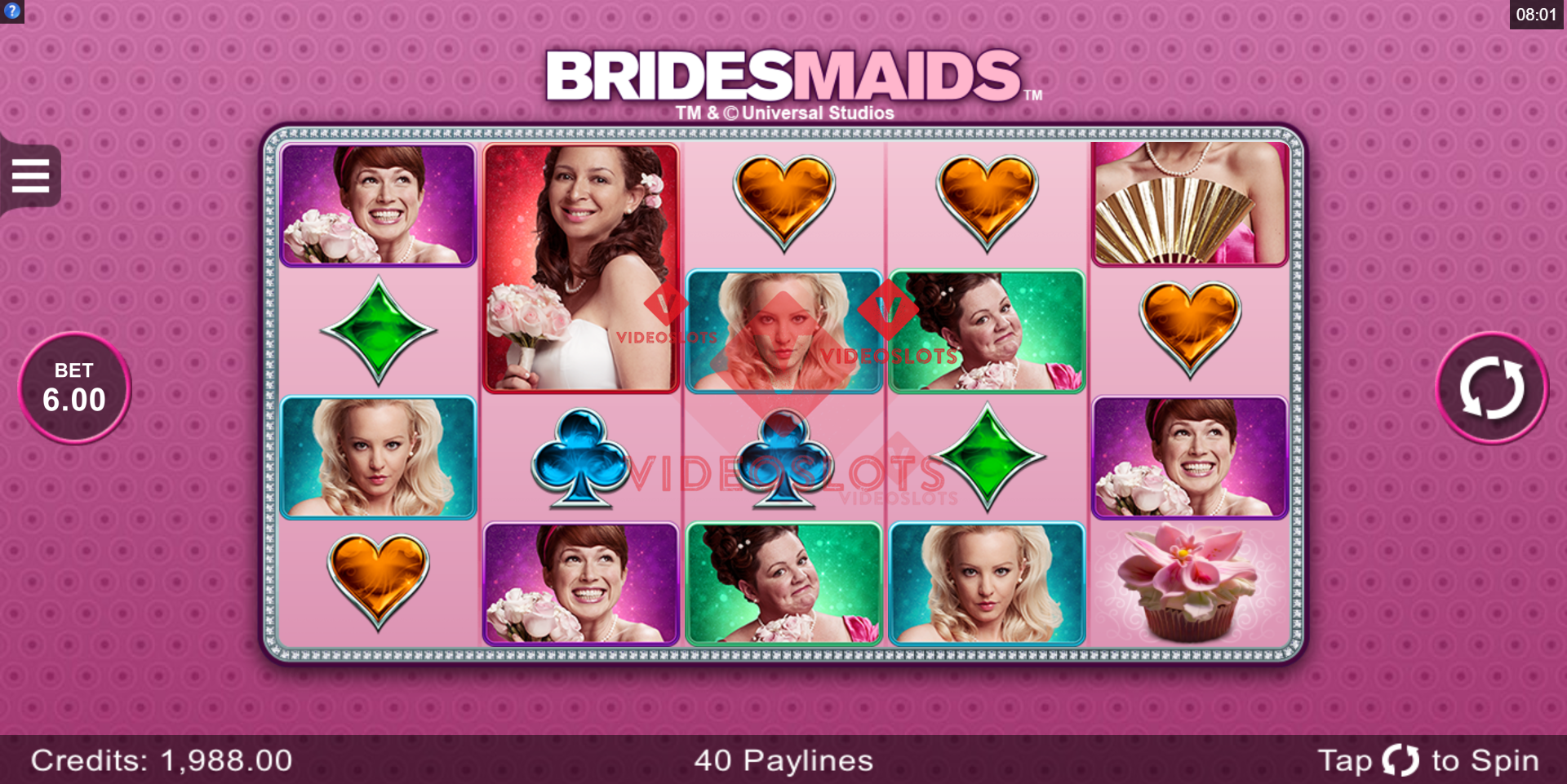Base Game for Bridesmaids slot for Microgaming