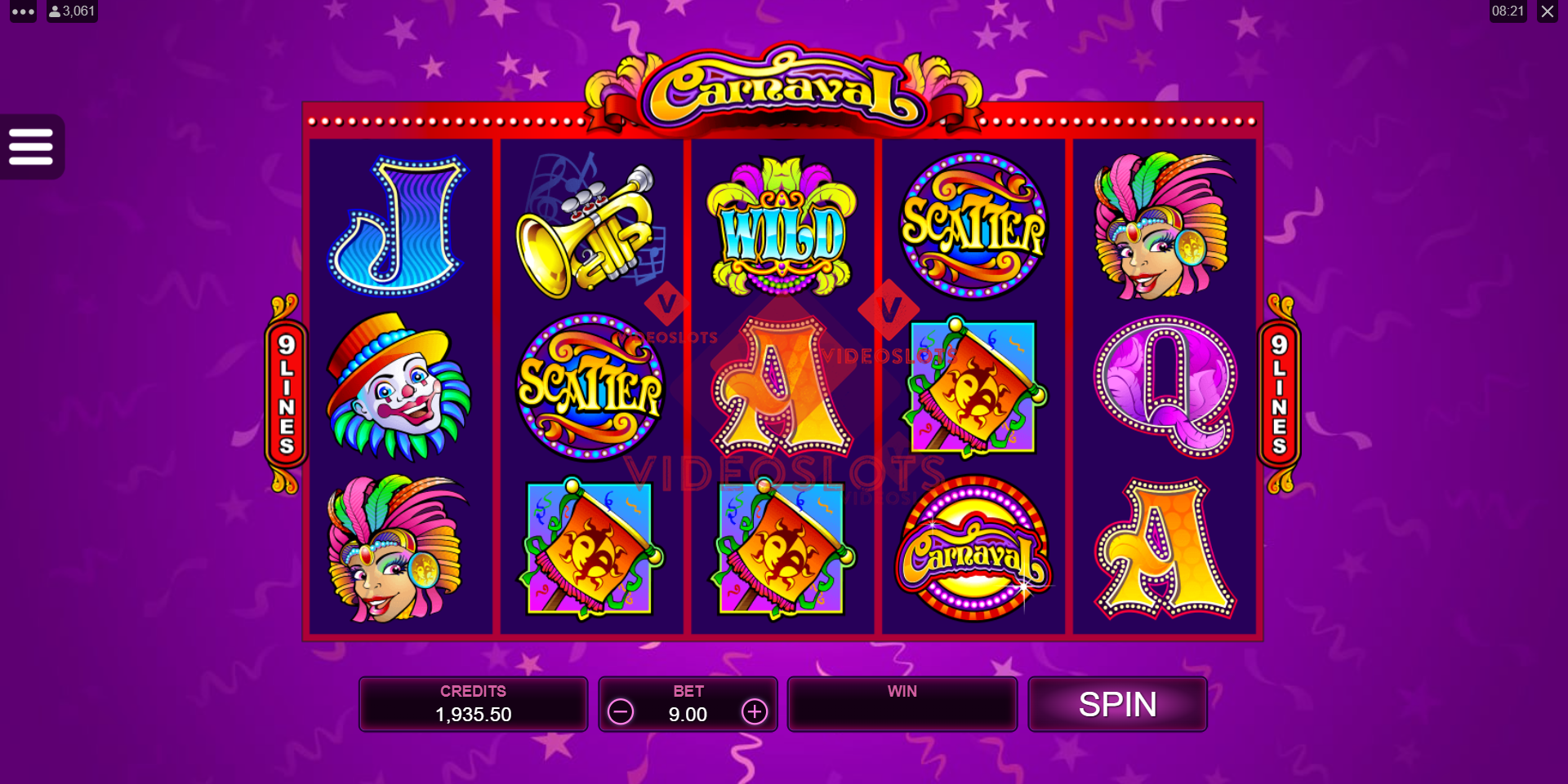 Base Game for Carnaval slot for Microgaming