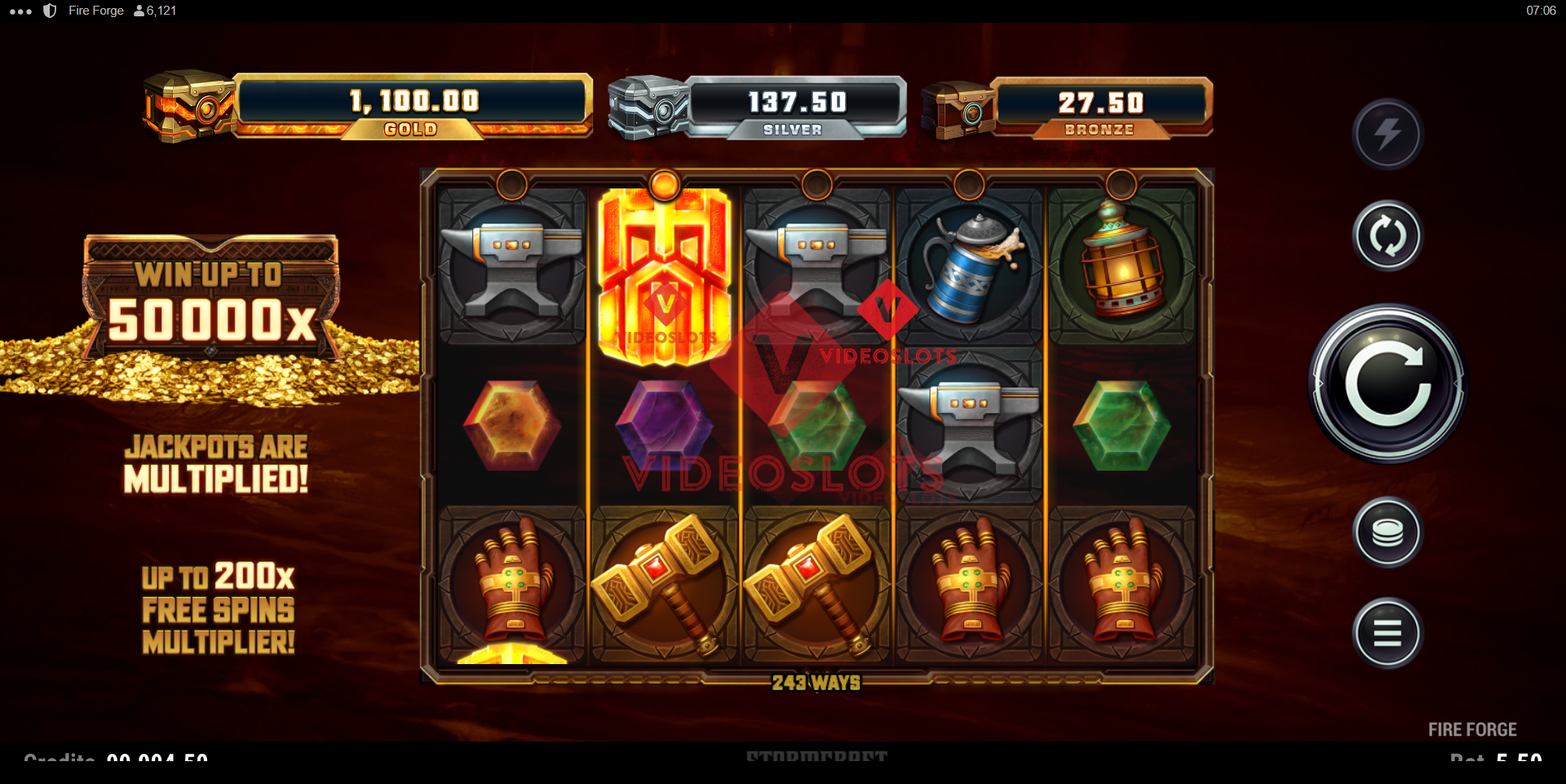 Base Game for Fire Forge slot for Microgaming