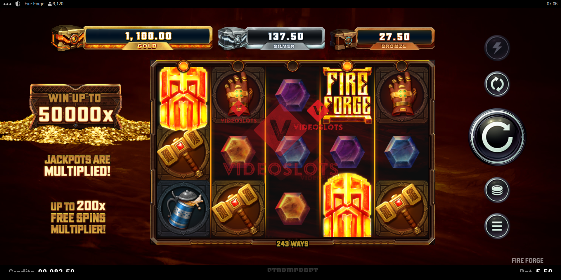 Base Game for Fire Forge slot for Microgaming