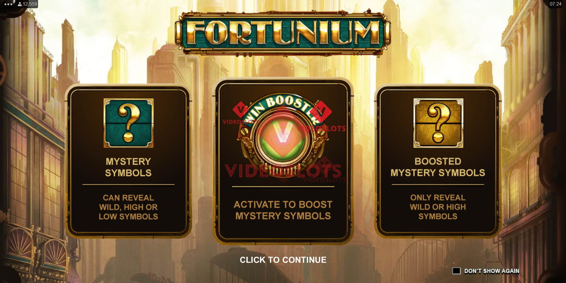 Game Intro for Fortunium slot for Microgaming
