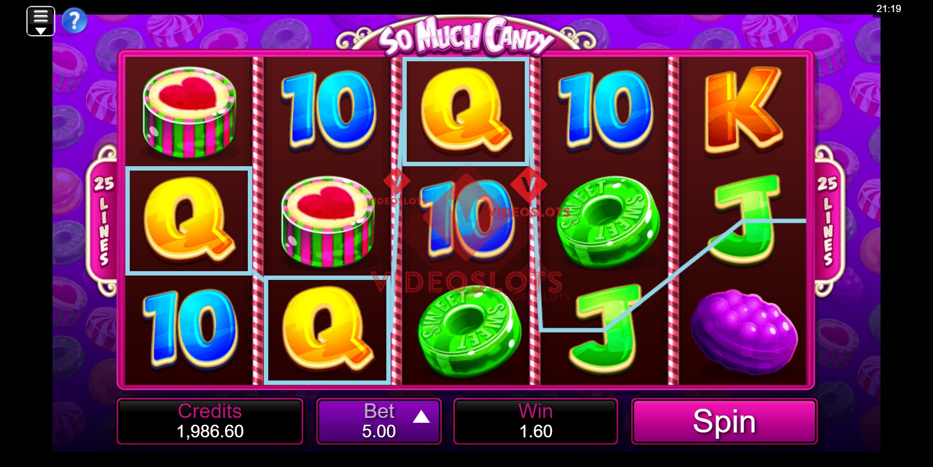 Base Game for So Much Candy slot for Microgaming