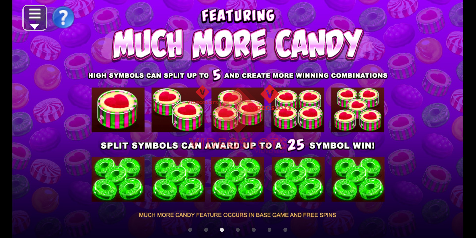 Pay Table for So Much Candy slot for Microgaming