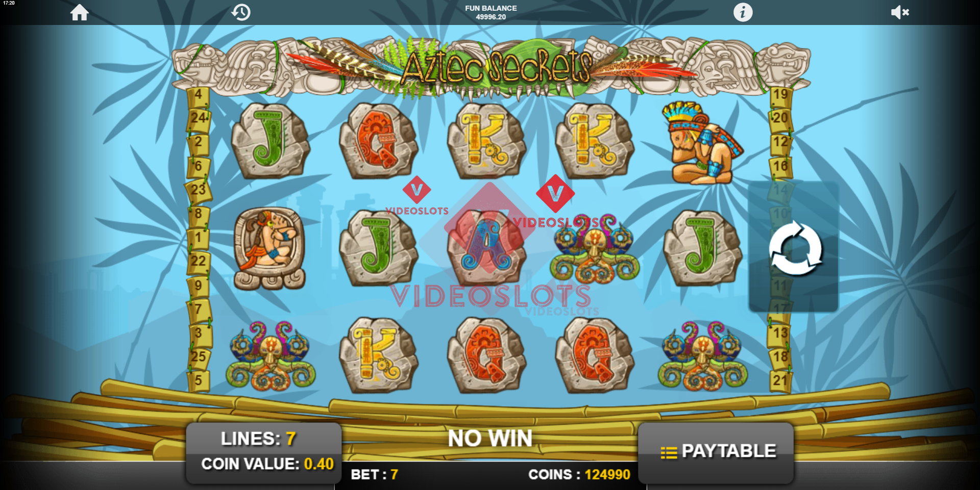 Aztec Secrets slot base game by 1X2 Gaming