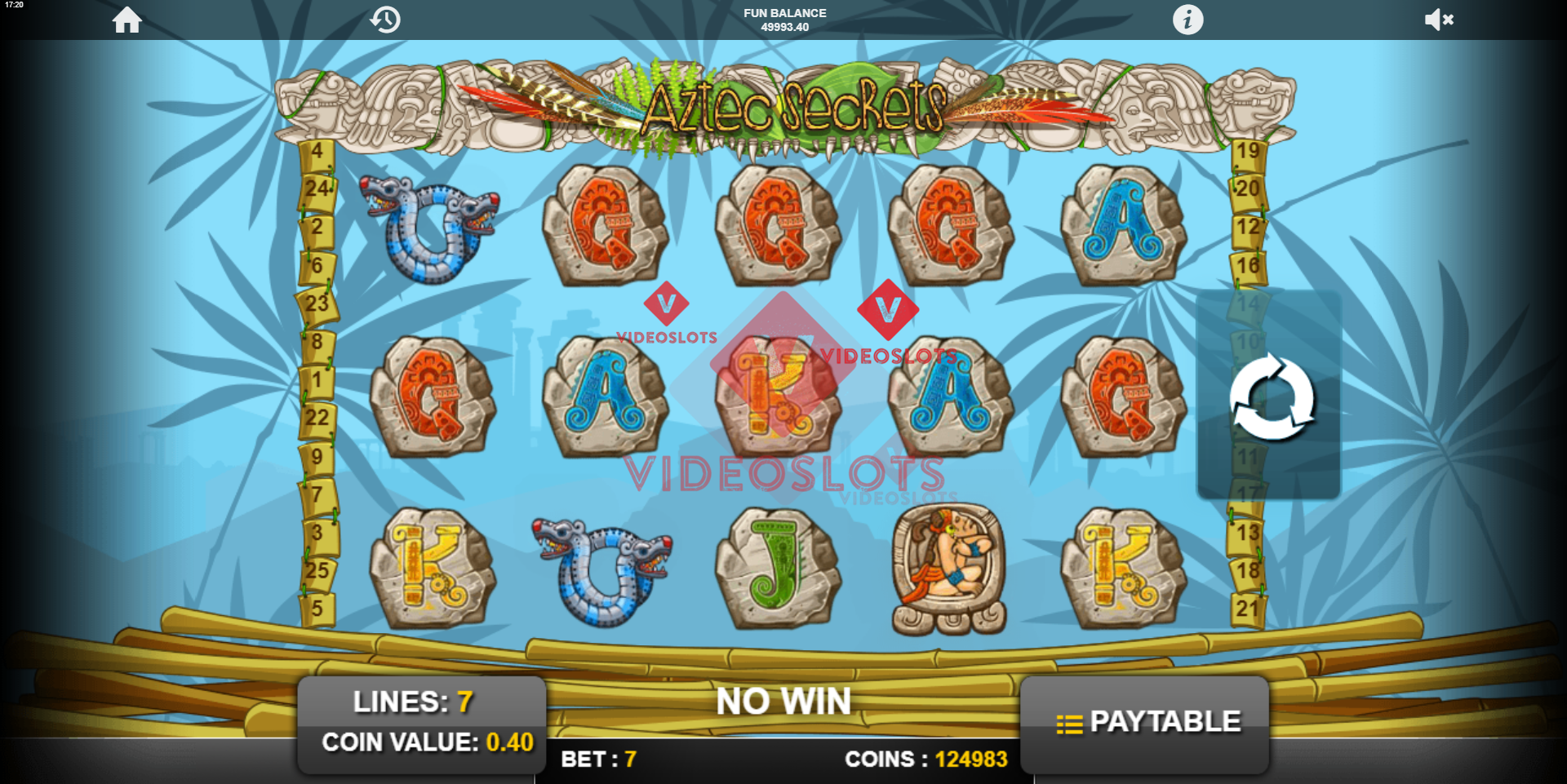 Aztec Secrets slot base game by 1X2 Gaming
