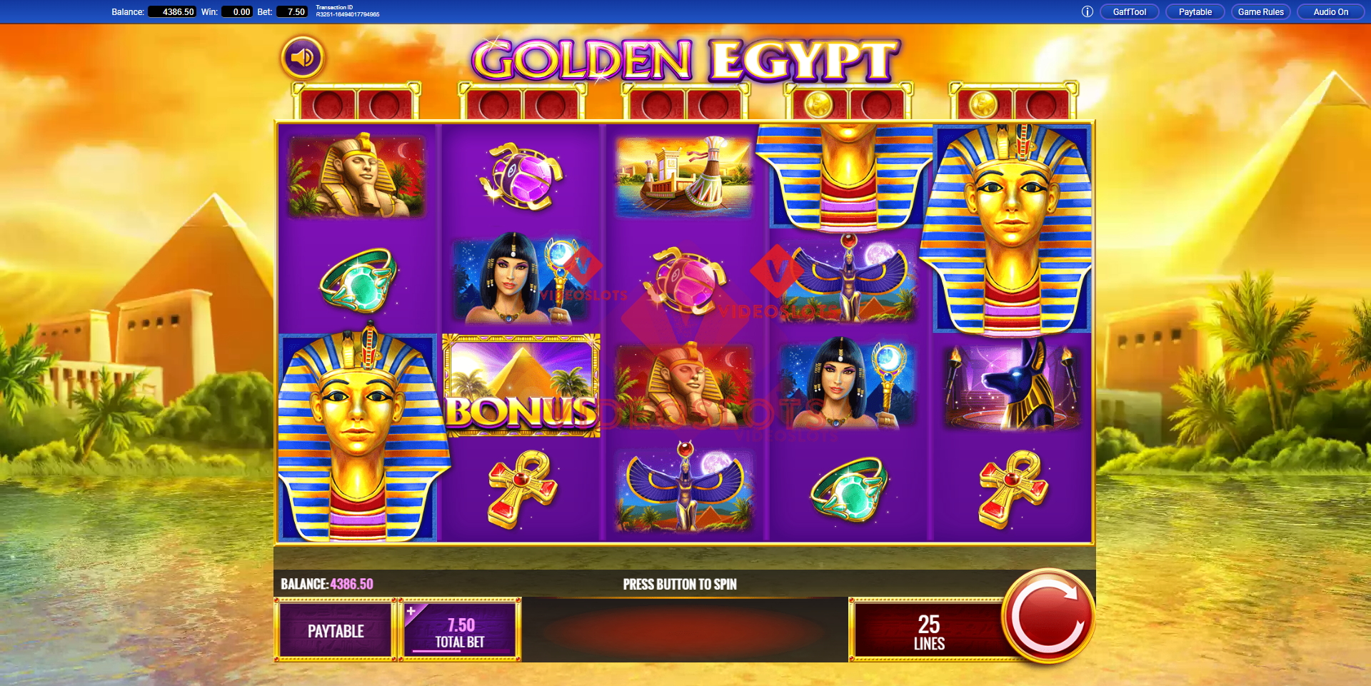 Base Game for Golden Egypt slot from IGT