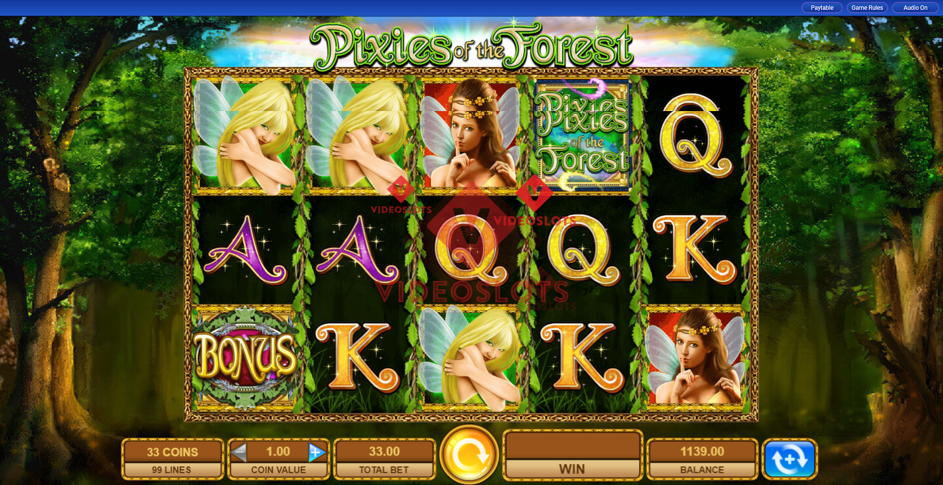 Base Game for Pixies of the Forest slot from IGT