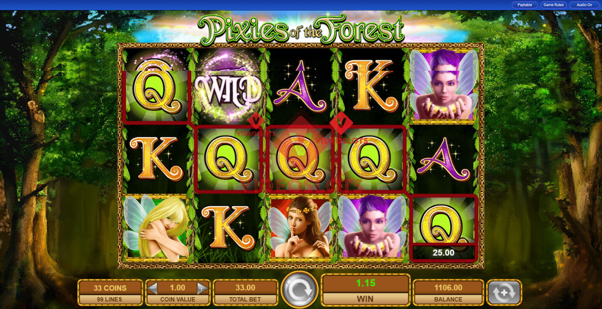 Base Game for Pixies of the Forest slot from IGT