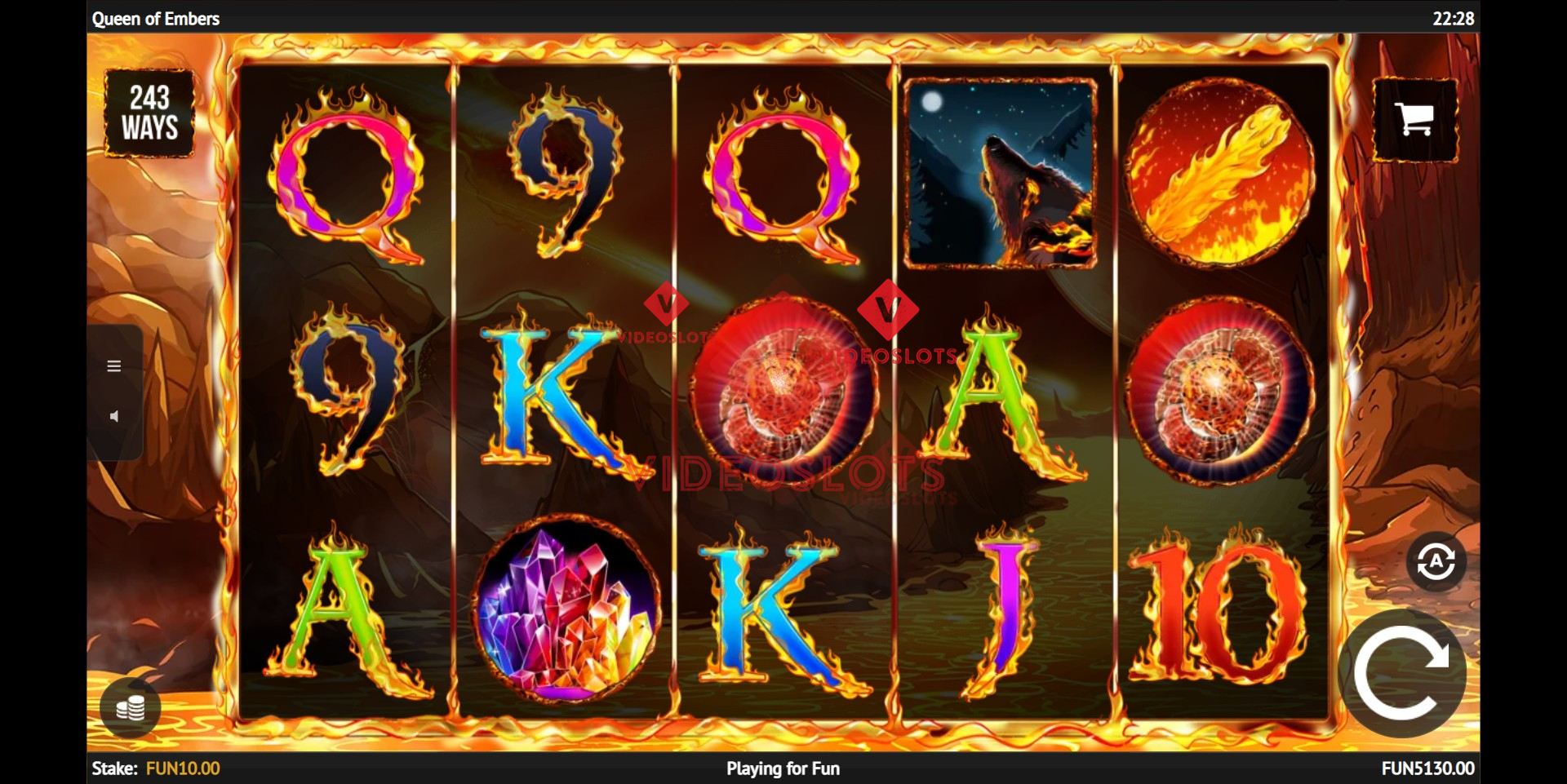 Queen of Embers slot base game by 1X2 Gaming