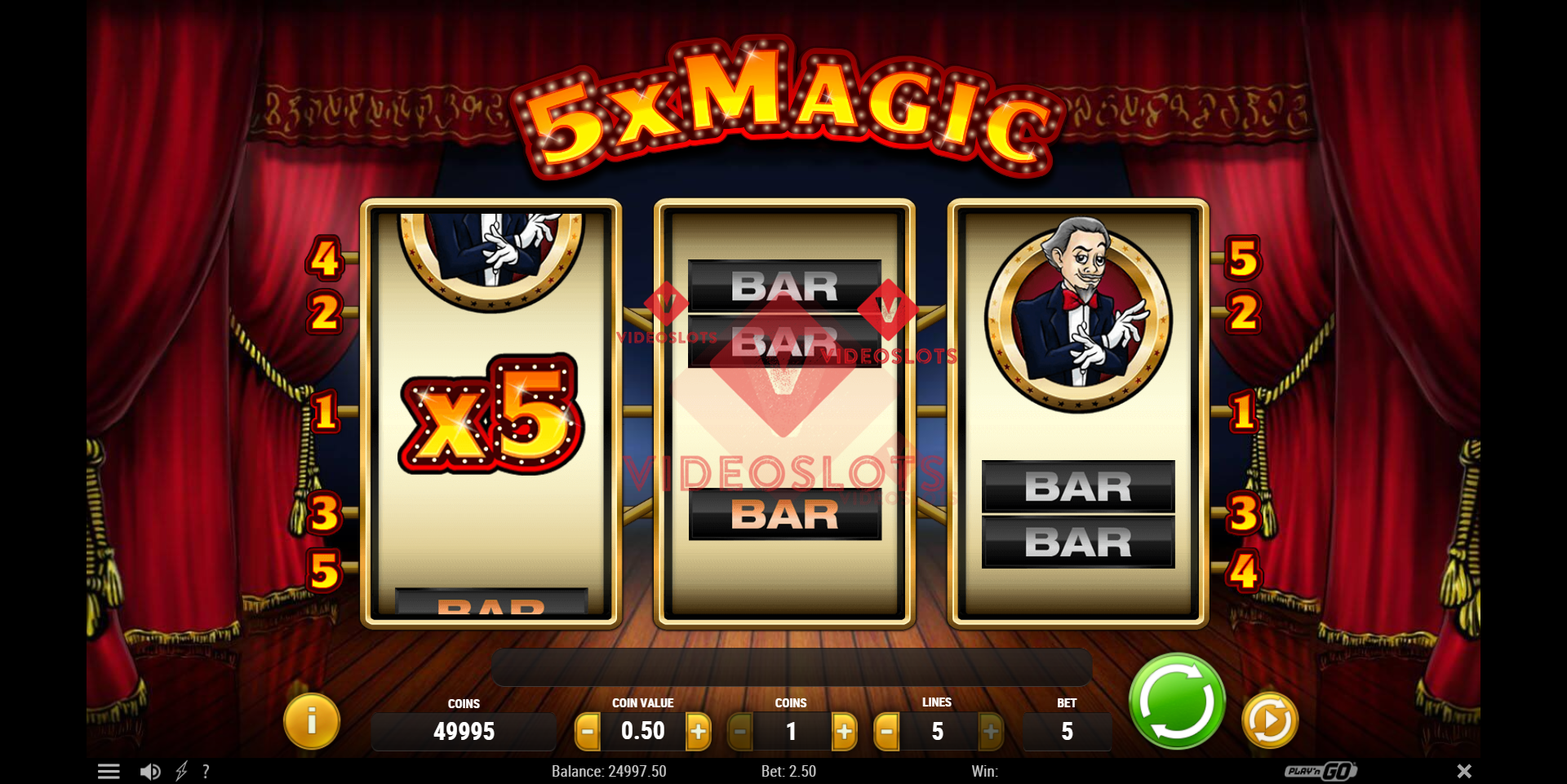 Base Game for 5x Magic slot from Play'n Go
